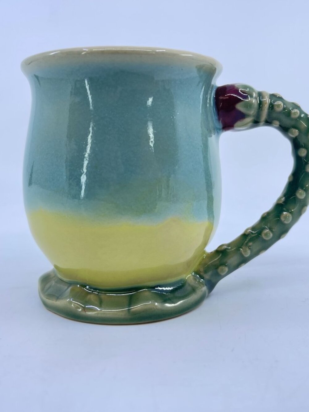 vintage majolica cactus blossom mug henriksen imports 1980s